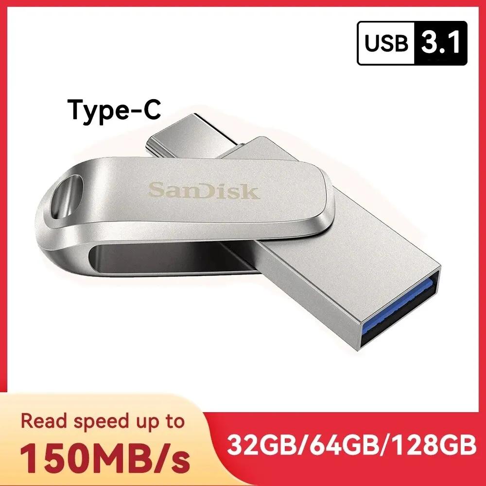 SanDisk SDDDC4 USB 3.1 ÷ ̺ 64GB -C Pendrive 128GB 32GB ȭ ݼ -C OTG ÷ ̺  ̺